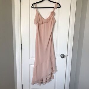 Aritzia Wilfred Engage Elegant Pink Ruffle midi Dress